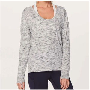 Lululemon Size 10 Meant to Move Scoop Neck Gray White Space Dye Top
